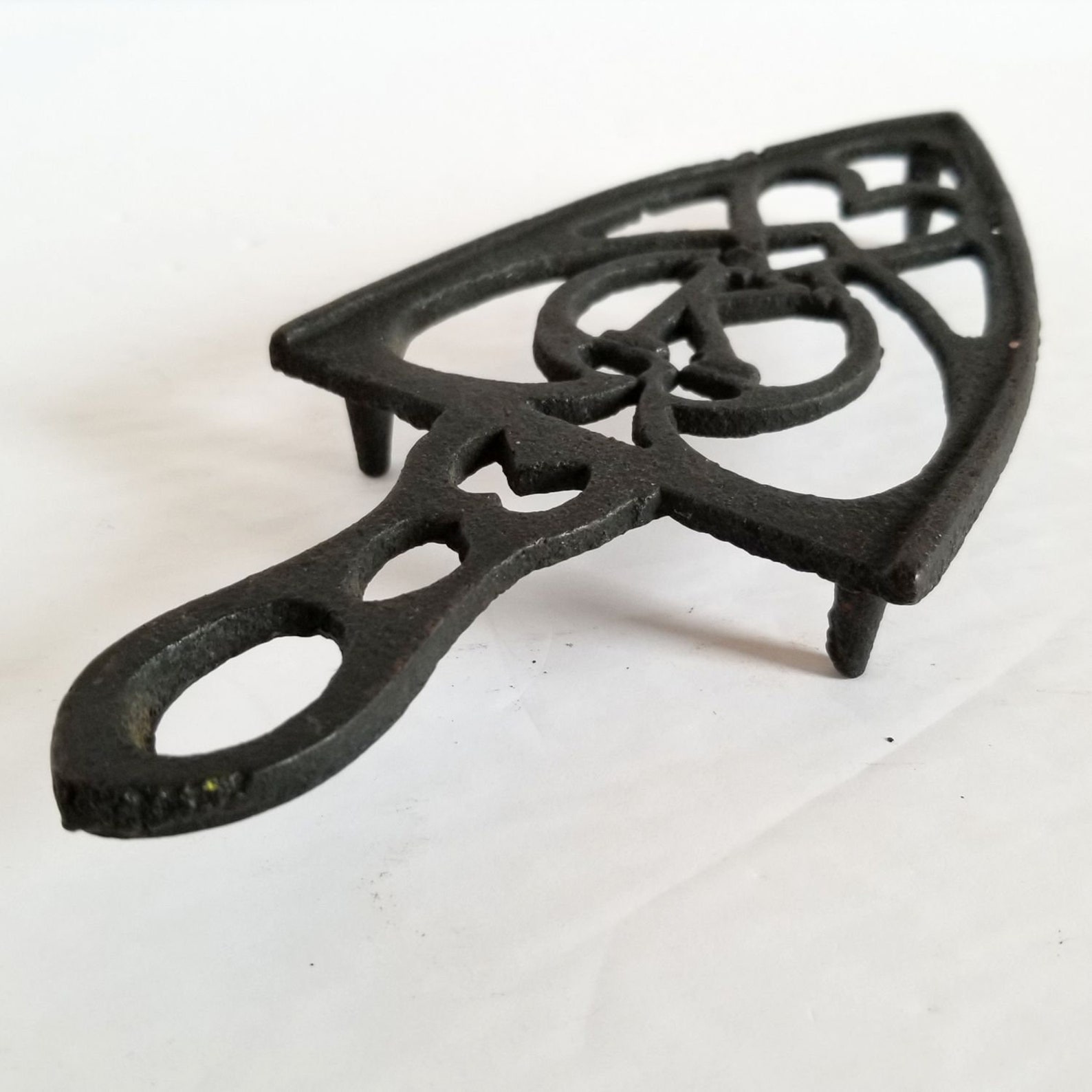 Set of 3 Black Cast Iron Trivets with Handles Vintage Etsy