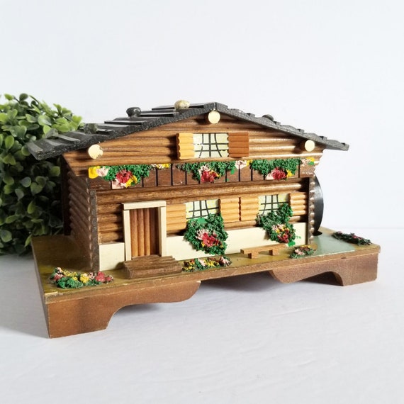 Vintage Swiss Chalet Music Box Lara S Theme Wood Etsy