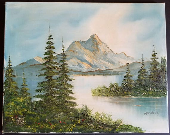 絵画 Mountain Landscape Pine Tree Mountain Landscape Painting - 16x20