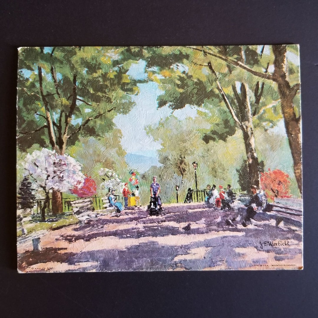 Park Promenade Scene by JE Warfield 8x10 Vintage Gellman Fine Art Print