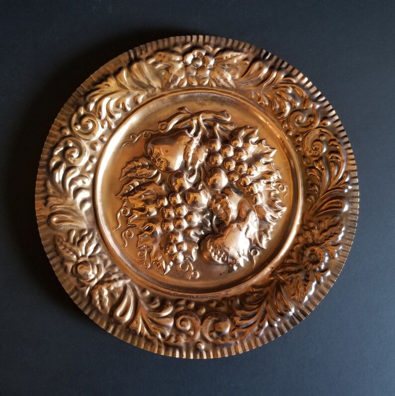 Copper Fruit Wall Hanging Vintage 13.5 Round Embossed Etsy