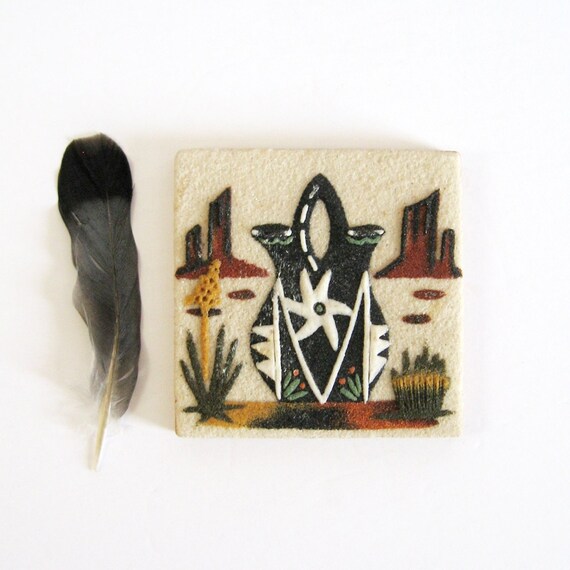 Vintage Native American Sand Painting Wedding Vase 4 Etsy