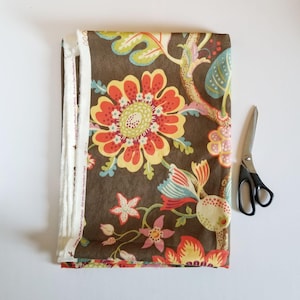 Flower Vine Print Jacquard Fabric - 2 Yards x 57&quot;w Colorful Jacobean Style Print w Large Repeat - P Kaufmann Soil & Stain Repellent Finish