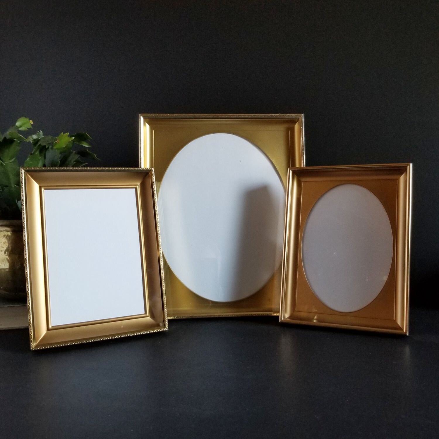Set of 3 Gold Oval Picture Frames 5x7 & 8x10 Vintage Etsy