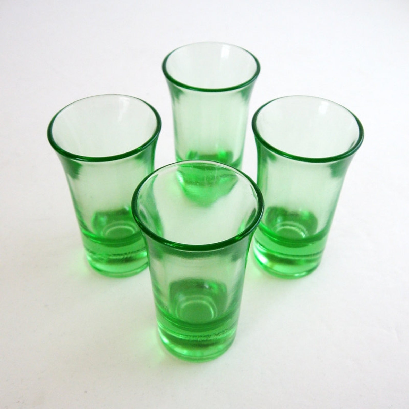Vintage Green Depression Shot Glasses Set of 4 Glasses Etsy
