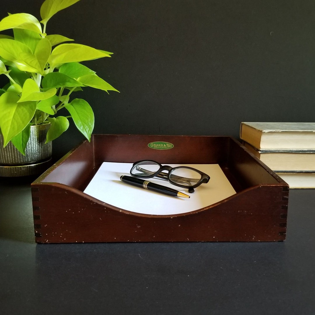 Wood Paper Tray Vintage Mid Century Office Decor Office Etsy