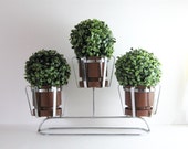 Vintage 3 Pot Chrome Planter - Mid Century Modern Home Decor - Indoor Garden Plant Stand - Succulent Plant Pots - Modern Plant Pots