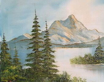 Pine Tree Mountain Landscape Painting - 16x20