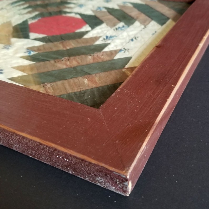 Octagon Log Cabin Quilt Art Vintage 14 Square Framed Etsy