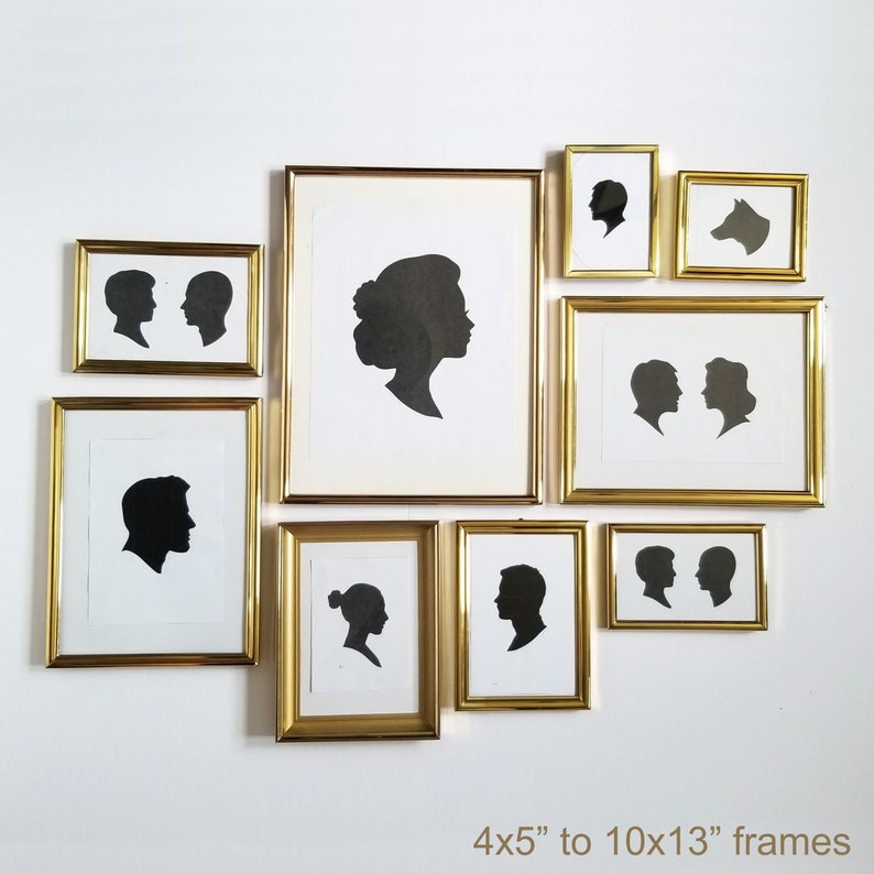 Brass Wall Decor Gold Wedding Decor Set of 9 Family Photo Frames Graduated Size Decorative Frames Vintage Gold Picture Frame Collection