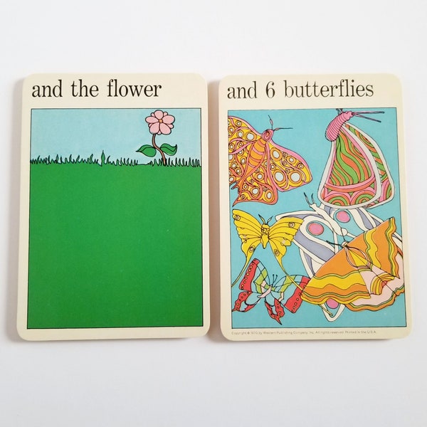 Flower & Butterflies - Vintage MoMA Pop Art Cards - Mid Century Museum of Modern Art Childrens Room Decor