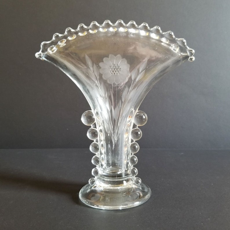 Vintage Imperial Candlewick Glass Flower Vase Hughes Etsy