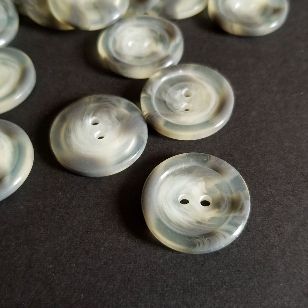 Smoky Grey Marble 2 Hole Buttons - 23 Mm Plastic Resin Rimmed Buttons ...