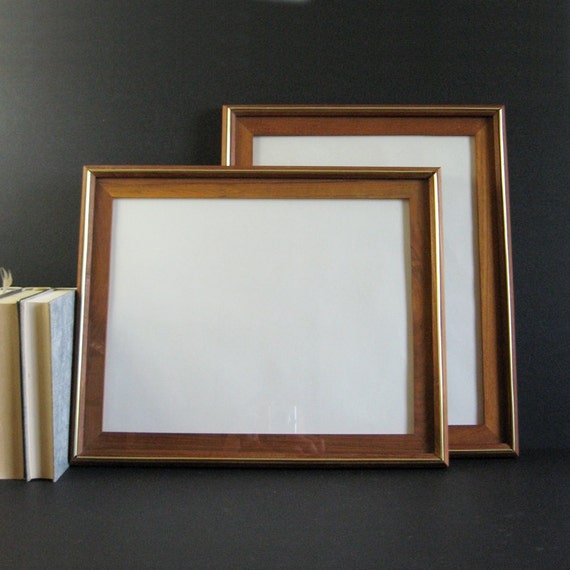 1 Large Teak Frame With Glass 11 X 14 Photo Vintage Image 0