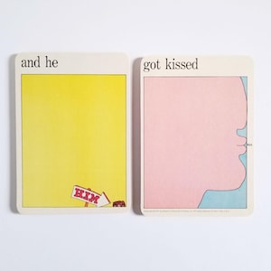 il s'est fait embrasser - estampes vintage pop art colorées - cartes d'art modernes du MoMA du milieu du siècle - décoration romantique amoureux