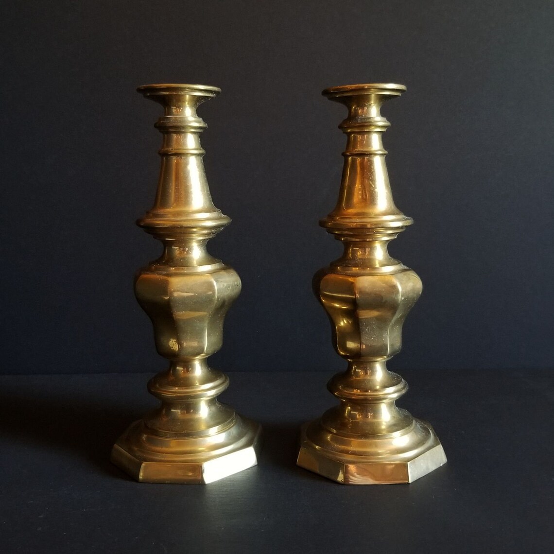 Pair of Brass Candlestick Lamp Bases Vintage Brass Lighting Etsy
