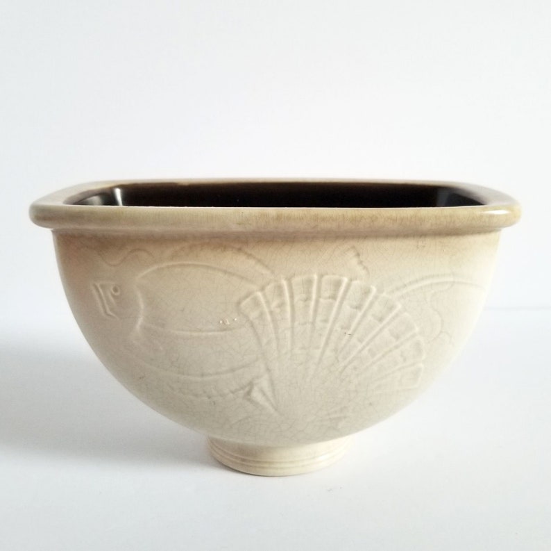 Vintage Footed Ceramic Vase Royal Copenhagen Denmark Danish Art Pottery Nils Thorsson Aluminia Fish Vase Mid Century Modern Home Decor