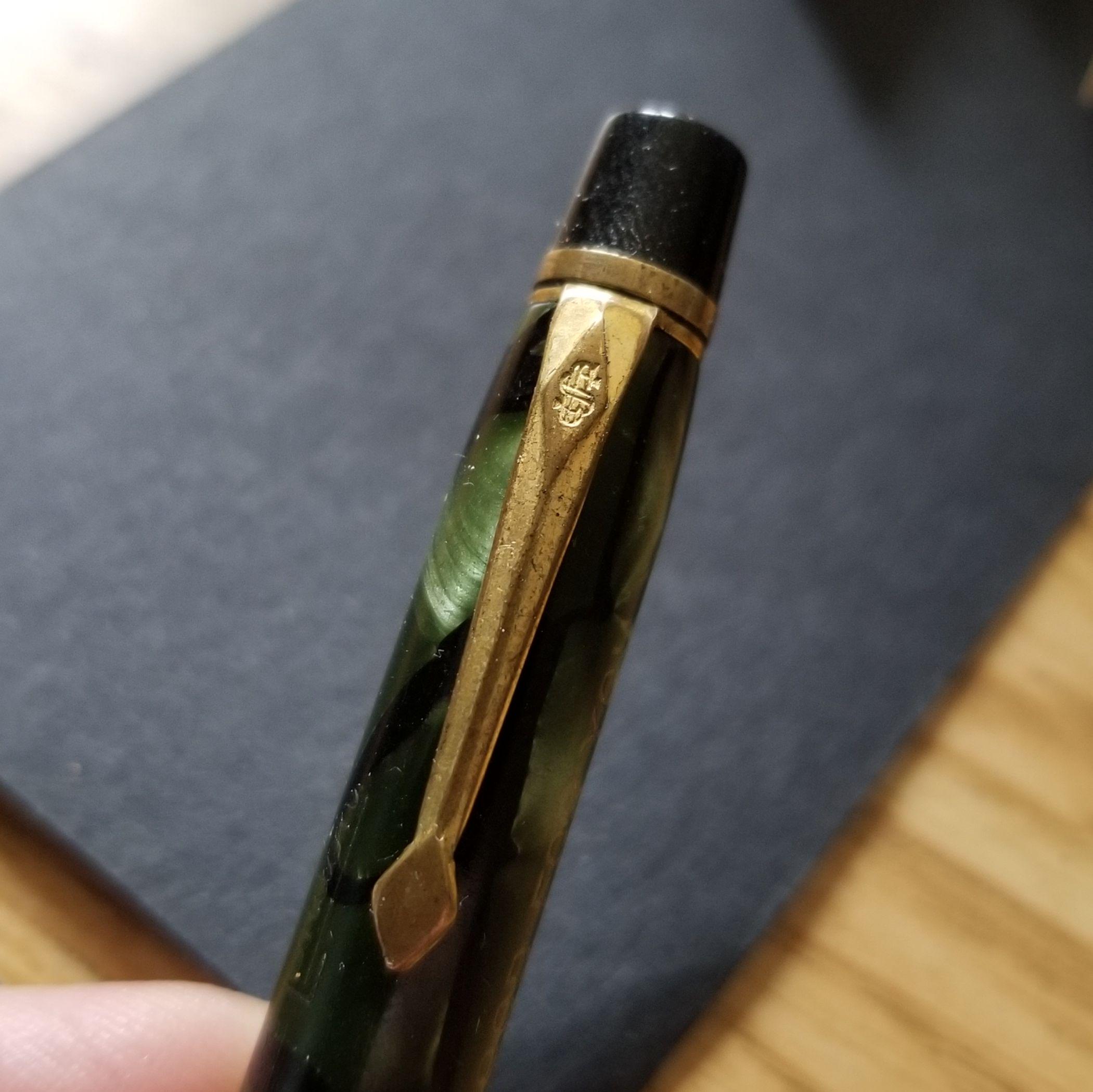 Green Marble Propelling Pencil - Vintage Conway Stewart Mechanical