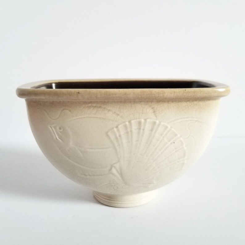 Vintage Footed Ceramic Vase Royal Copenhagen Denmark Danish Art Pottery Nils Thorsson Aluminia Fish Vase Mid Century Modern Home Decor