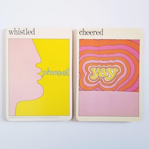 Acclamations sifflées - Cartes vintage du MoMA Museum of Modern Art - Art typographique coloré - Décoration pop art moderne - Cartes flash