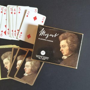 Mozart Playing Cards - Piatnik Vienna Made in Austria - Vintage Gold Box Set w Double Deck w Two Packs of Cards