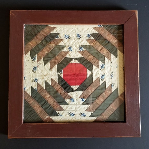 Octagon Log Cabin Quilt Art Vintage 14 Square Framed - Etsy