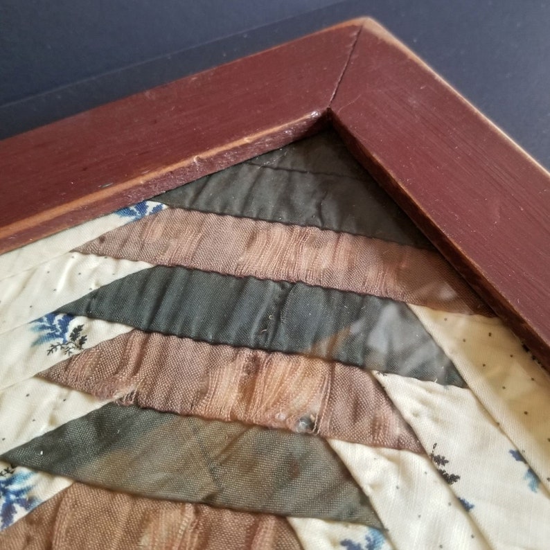 Octagon Log Cabin Quilt Art Vintage 14 Square Framed Etsy