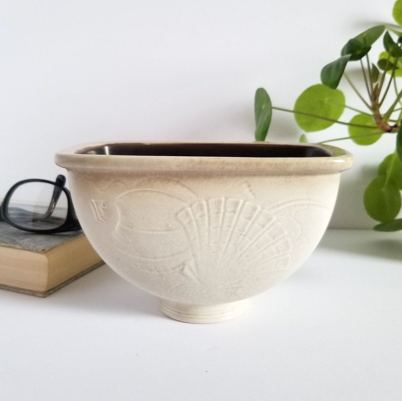 Vintage Footed Ceramic Vase Royal Copenhagen Denmark Danish Art Pottery Nils Thorsson Aluminia Fish Vase Mid Century Modern Home Decor