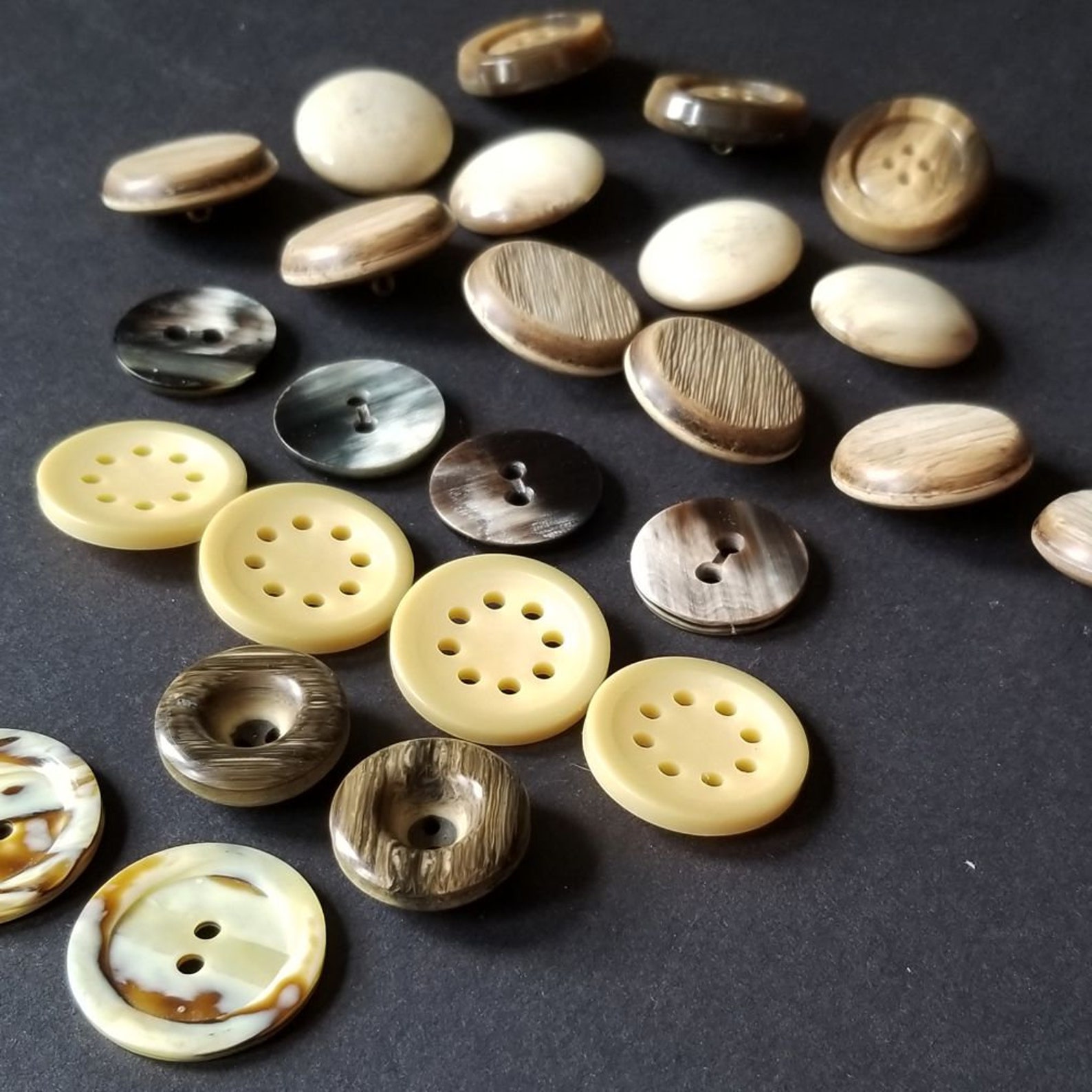 Large Faux Horn Buttons Vintage 2 Hole or Shank Buttons Etsy