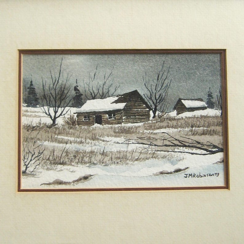 Old Country Farmhouse Watercolor Landscape Painting Image 0
