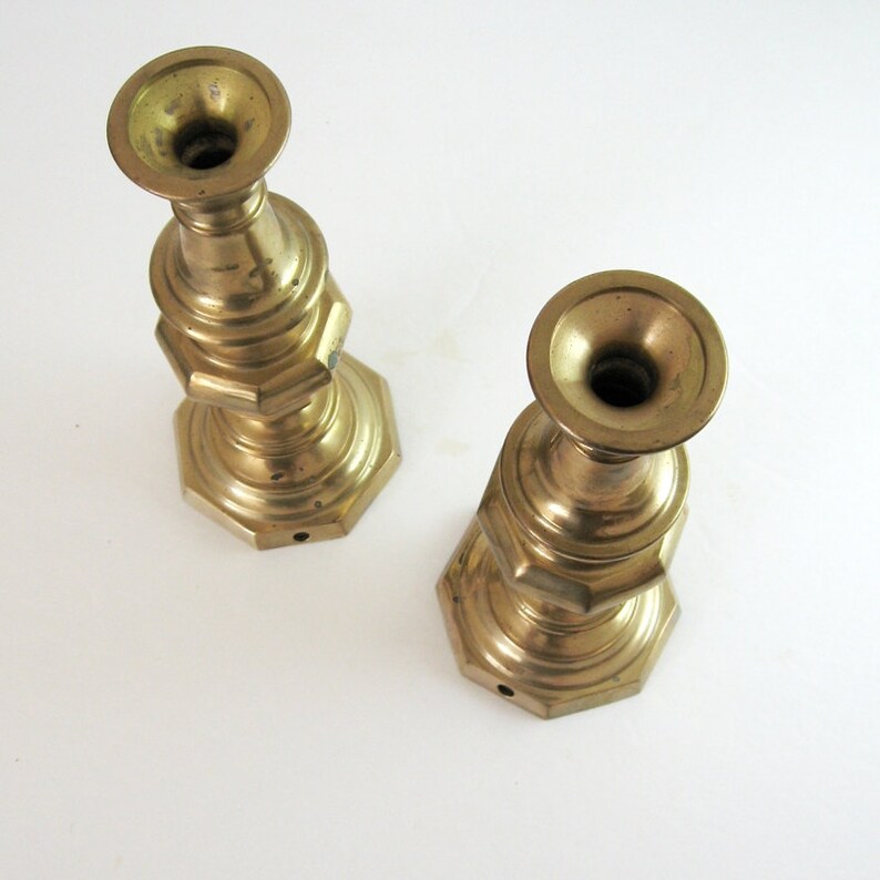 Pair of Brass Candlestick Lamp Bases Vintage Brass Lighting Etsy
