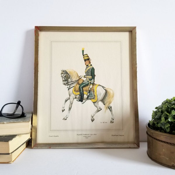 Framed Horse Art Print - Vintage French Republic Military Man in Blue Dress Uniform - Dress Parade by Wolfgang Tritt