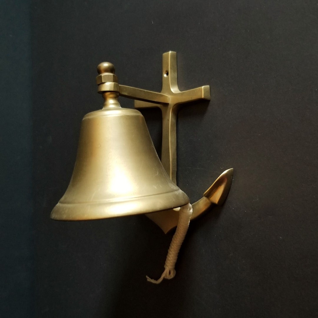 Brass Anchor Bell Wall Hanging Vintage Nautical Wall Decor Ship Dinner Bell Front Door Bell Etsy