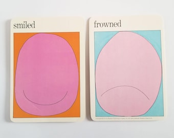 Smiled & Frowned Pop Art Portraits - Vintage MoMA Art Cards - Childrens Room Decor