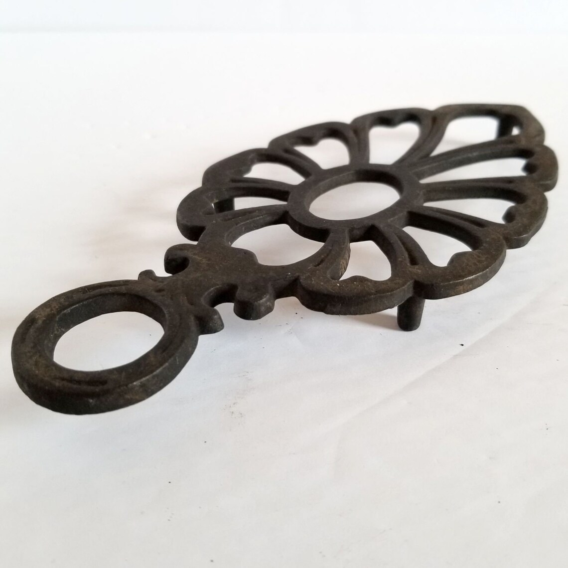 Set of 3 Black Cast Iron Trivets with Handles Vintage Etsy