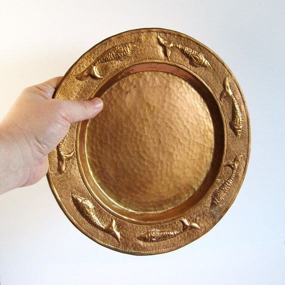 Vintage Hammered Copper Plate 