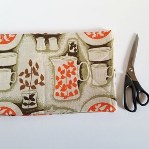 Kitchen Still Life Print Fabric - 33x38" Vintage Linen Cotton Blend Fabric