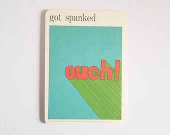 got spanked - Vintage MOMA Pop Art Flash Card - Cheeky Wall Decor