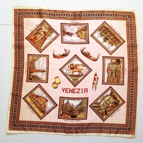 Venice Postcard Print Neck Scarf - 20" Vintage Ye… - image 5