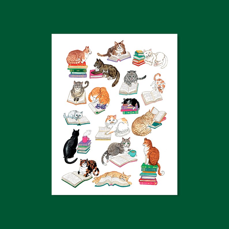 Books & Cats Print image 1