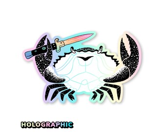 Crab & Switchblade Holographic Sticker