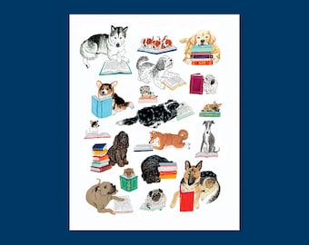 Books & Dogs Print