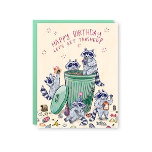Carte d'anniversaire ratons laveurs
