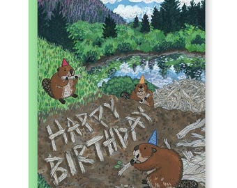 Cute Beaver Birthday Card - Oh Dam It's Your Birthday - Sweet ...