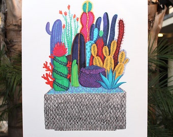 XL Cactus Box Stampa - 18" x 24"