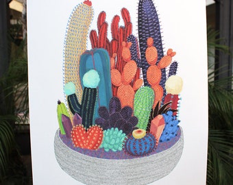 XL Crystal Cactus Print - 18" x 24"