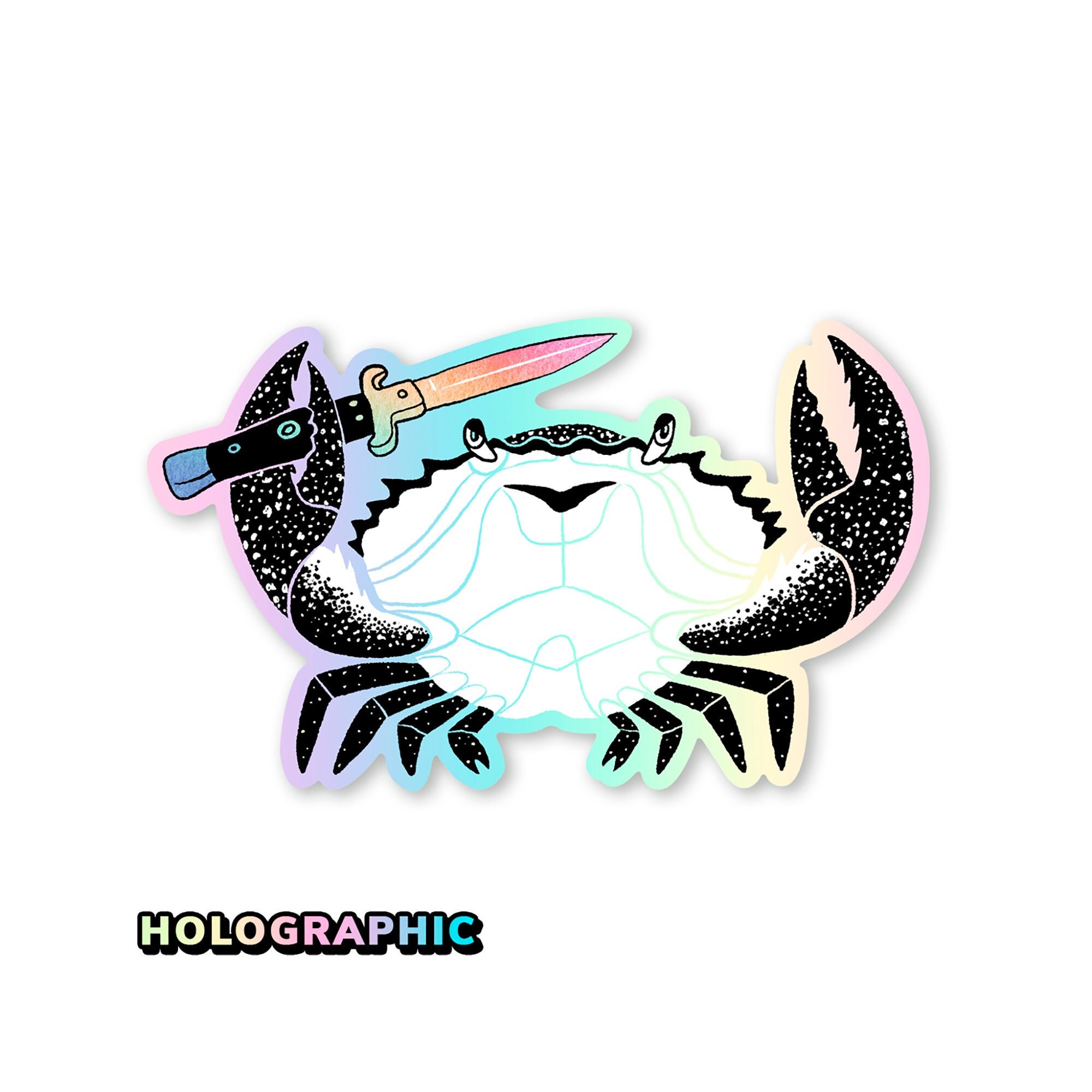 Crab & Switchblade Holographic Sticker