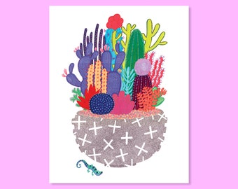 Cactus Lizard Print