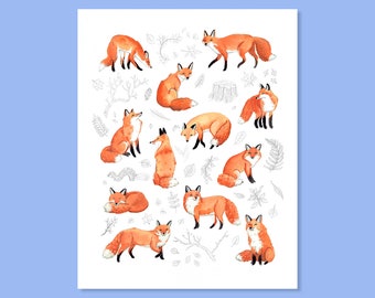 Foxes & Foliage Print