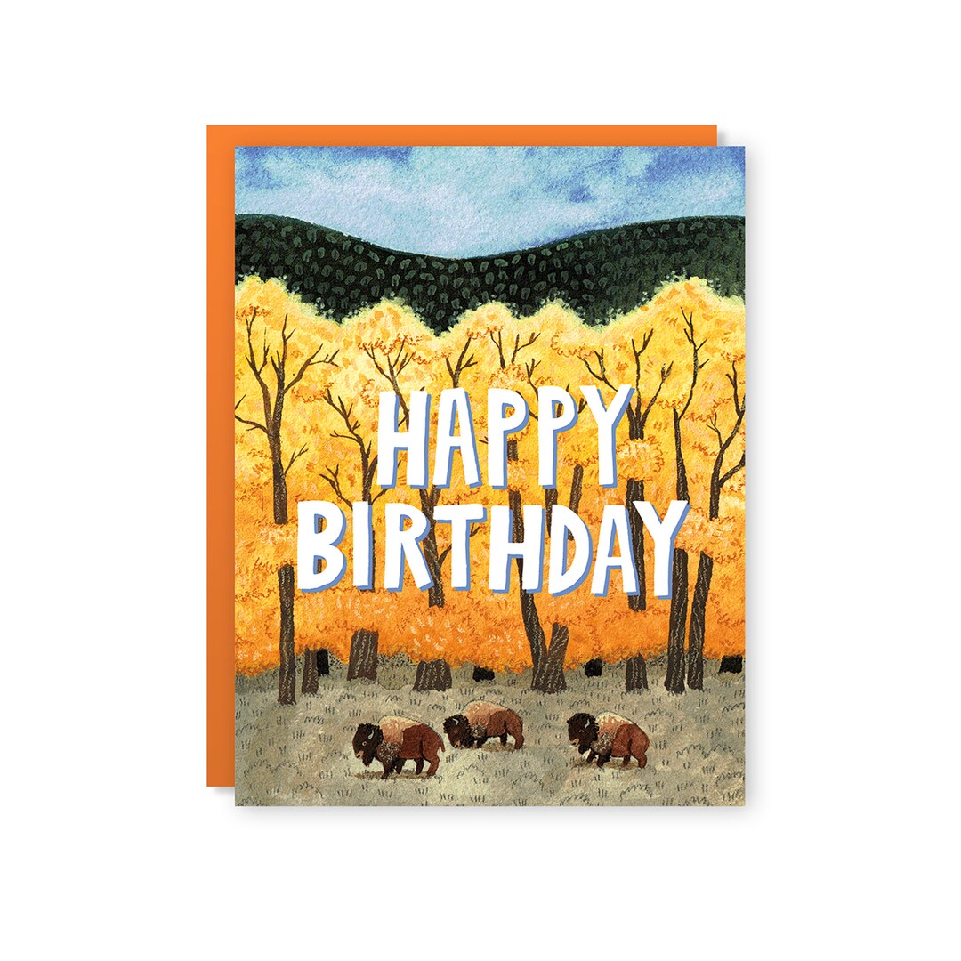 Birthday Bison Card - Etsy